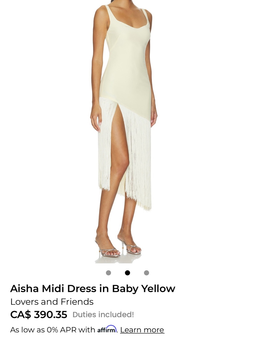 NWT REVOLVE Lovers + Friends Baby Yellow Aisha Midi Fringe Dress - Picture 2 of 5